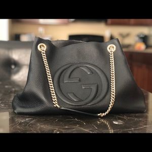 Gucci Soho Chain Medium Black Leather Bag